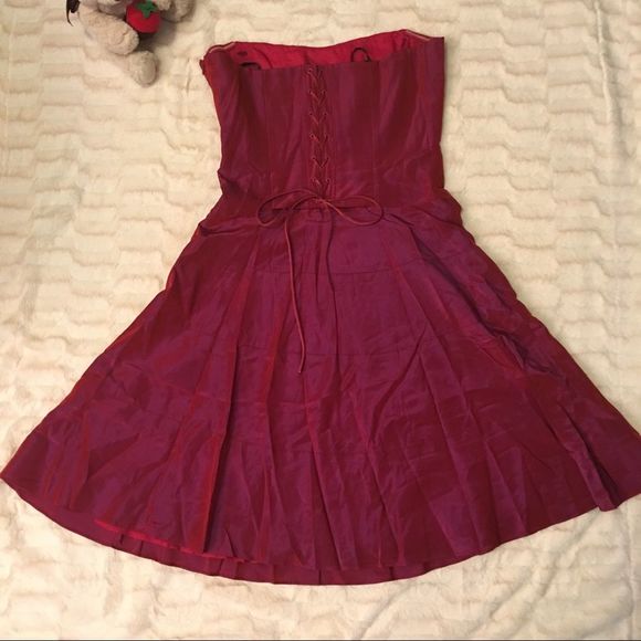 Nicole Miller Lace Up Strapless Dress Sz 12 - Picture 2 of 4